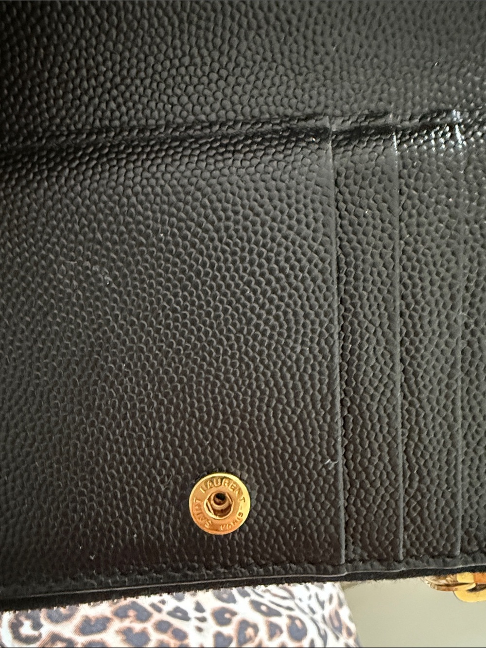 Saint Laurent Black Quilted Leather Compact Wallet with Gold YSL Emblem - Picture 3 of 5
